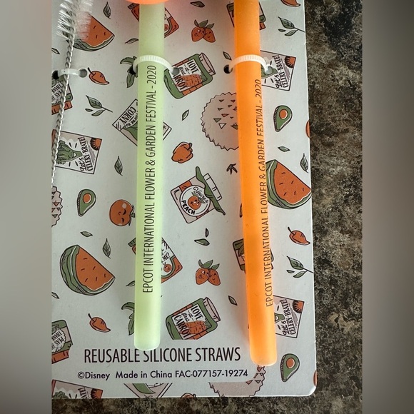 NWOT. Disney Parks Epcot Flower & Garden 2020 Reusable Straw Set. - Picture 3 of 5